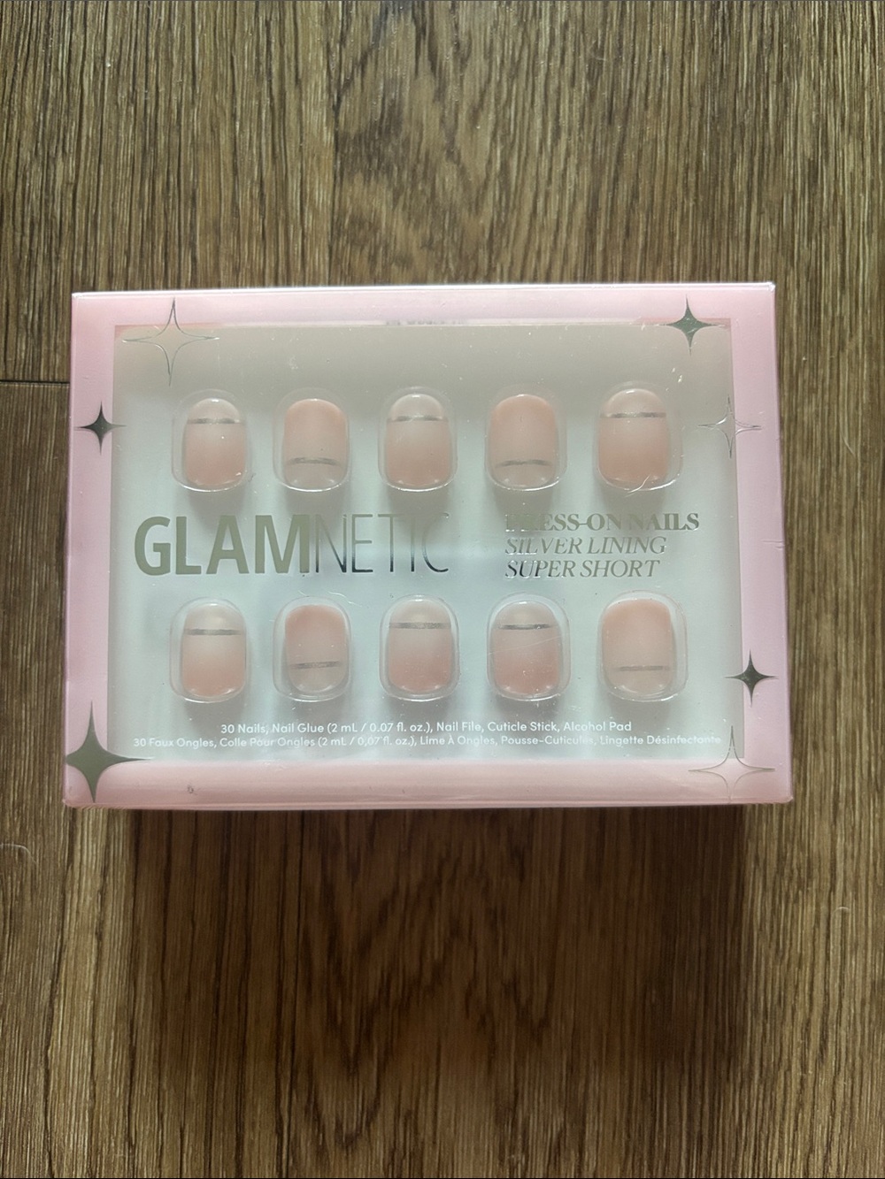 Silver lining press on nails